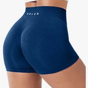 Navy Celer High-Rise Ruched Bike Shorts